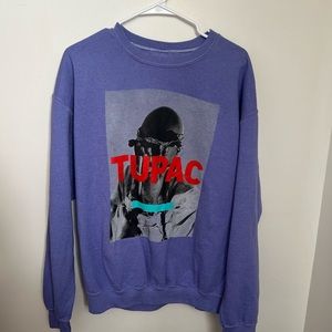 2Pac Tupac Crewneck Sweatshirt Pullover Long Sleeve size Large in Vibrant Purple